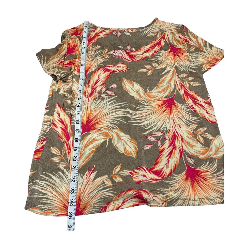Jaclyn Smith T-Shirt Women's Large Multicolor Floral Stretch V-Neck Short Sleeve - Picture 6 of 8